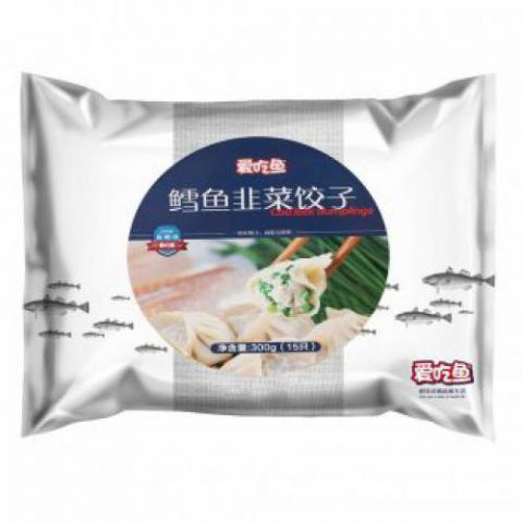 爱吃鱼 鳕鱼水饺（韭菜口味）买一赠一捆绑装两包共600g  